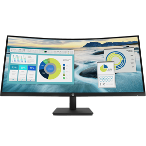 HP P34hc G4 WQHD USB-C Curved Monitor, Integrated Speakers, Height/Tilt Adjustable, Black Color,  Connectivity: 1 SuperSpeed USB Type-C 5Gbps signaling rate (up to 65W USB Power Delivery, Alt Mode DisplayPort 1.2), 1 HDMI 2.0, 1 DisplayPort 1.2, 1 USB Type B - 21Y56AS"