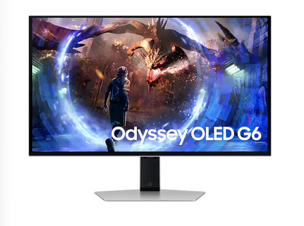 Samsung G60SD 27"" QHD OLED Gaming Monitor, 2560x1440, 16:9, 360Hz, Height/Tilt/Swivel/Pivot Adjustable, Silver Color Connectivity: 1 DisplayPort 1.4, 2 HDMI 2.1, 1 Headphone, 2 USB-A - LS27DG602SMXUE"